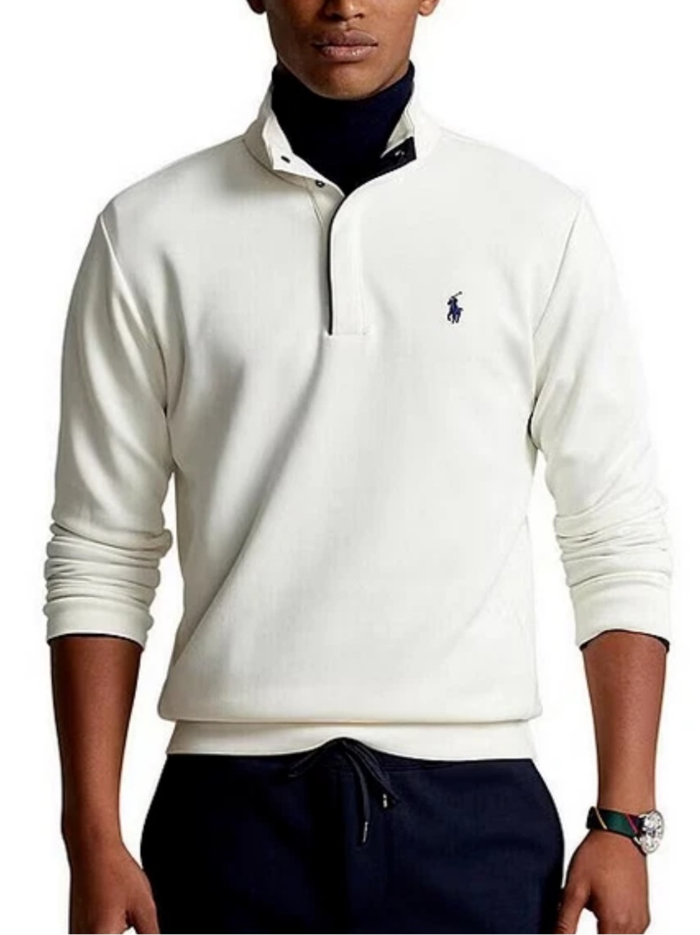 Polo Ralph Lauren Men’s Double Knit Quarter Snap Pullover Cream size 2XB